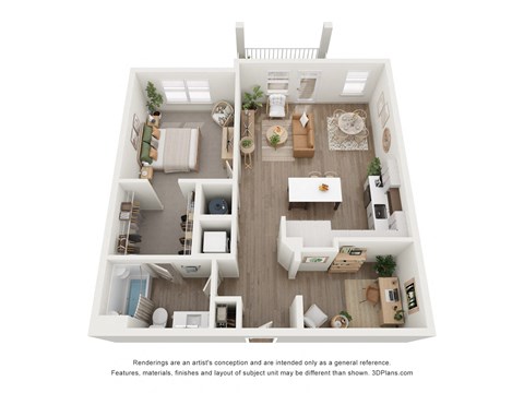 Floor plan for 1 bed, 1 bath, 904 sqft